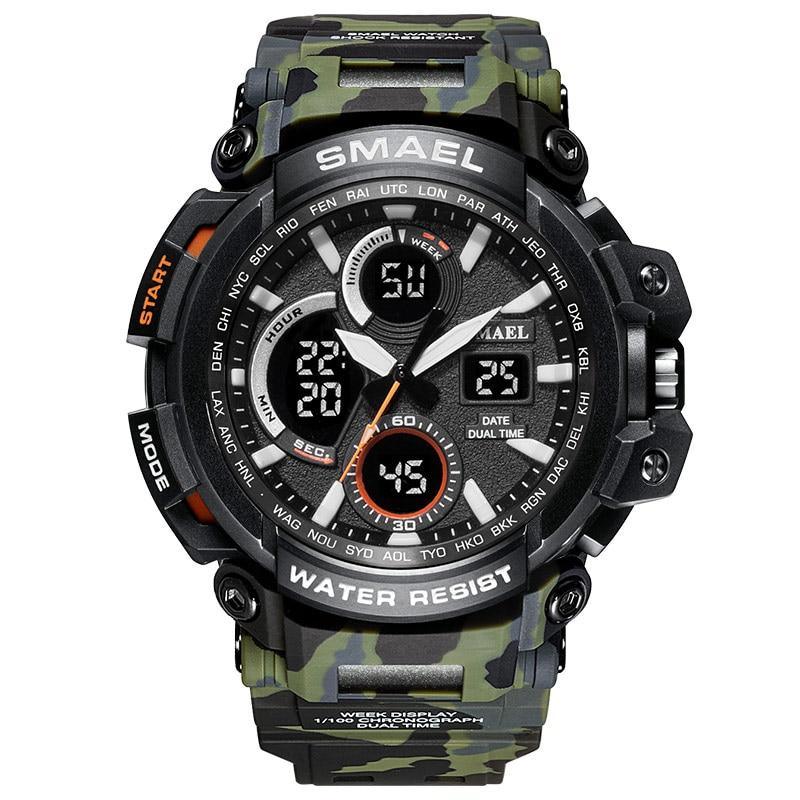 Orange Modern Sport  Waterproof 50M Men Watches With LED Digital Display In Military Armi Relogio Masculino Style