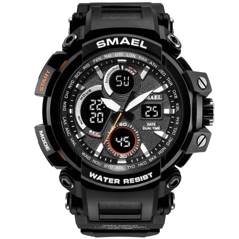 Orange Modern Sport  Waterproof 50M Men Watches With LED Digital Display In Military Armi Relogio Masculino Style