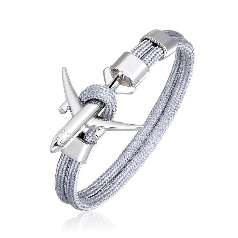 Luxury Plane Bracelets For Men and Women Charm Survival Rope Chain Paracord Bracelet Metal Airplane Hooks Summer Style