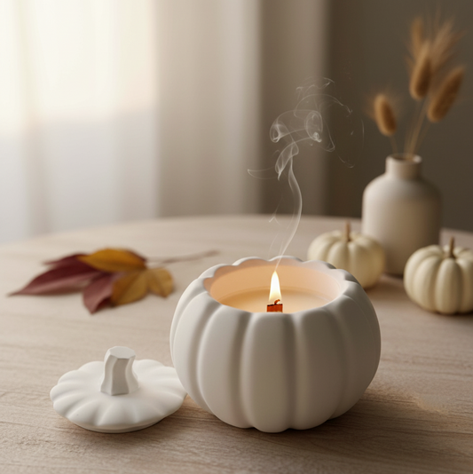 Jesmonite Pumpkin Candle | Sculptural Fall Décor