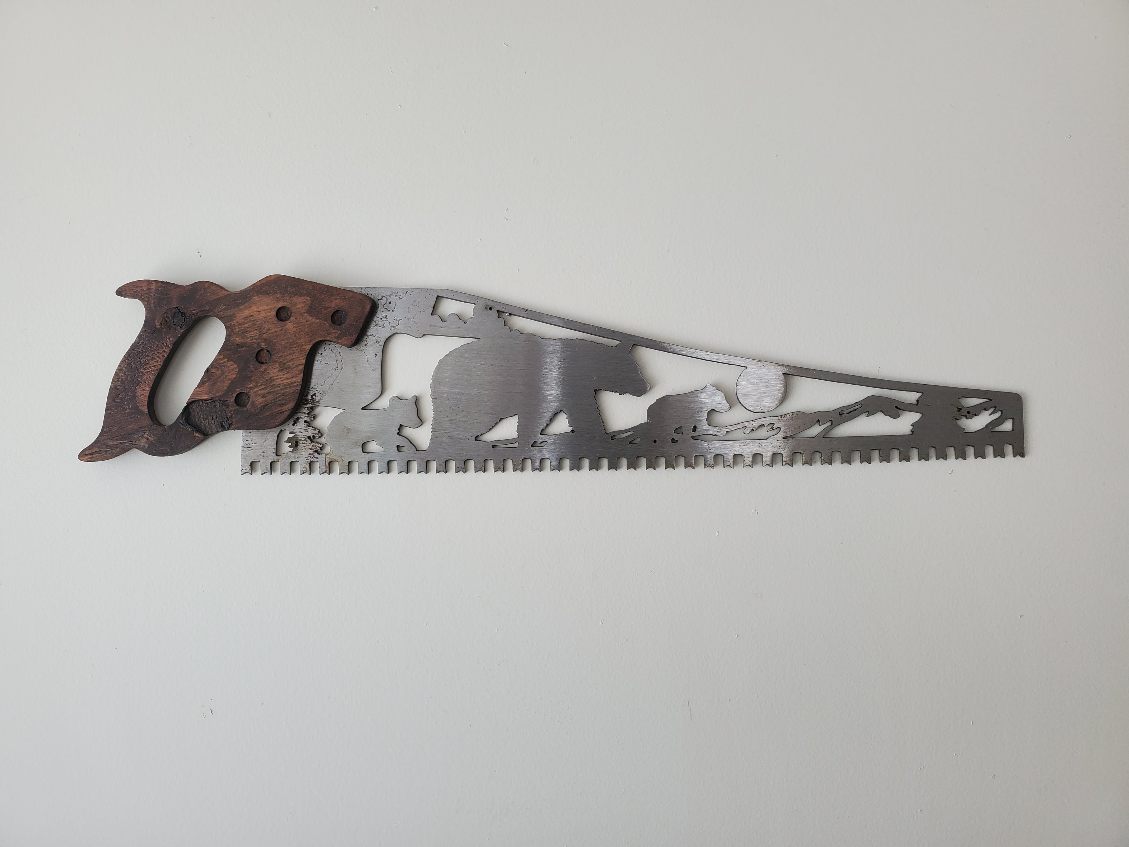 Bear Scene Art Saw | Metal Art Handsaw Wall Decor | saw blade art | made in USA
