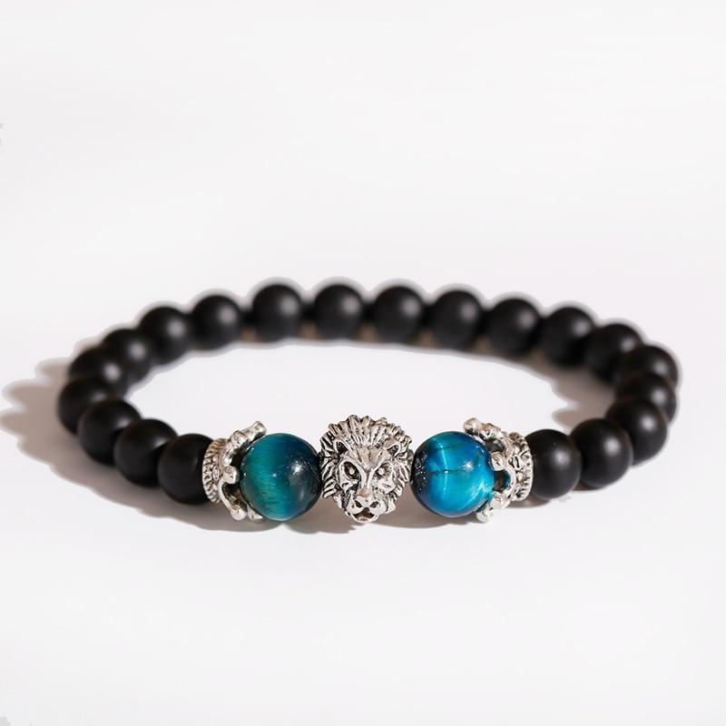 New Classic Crown Lion Elegant Bracelet Luxury For Men Fashion Tiger Eye Onyx Stone Handmade Beaded Charm Modern Bracelet For Women Jewelry