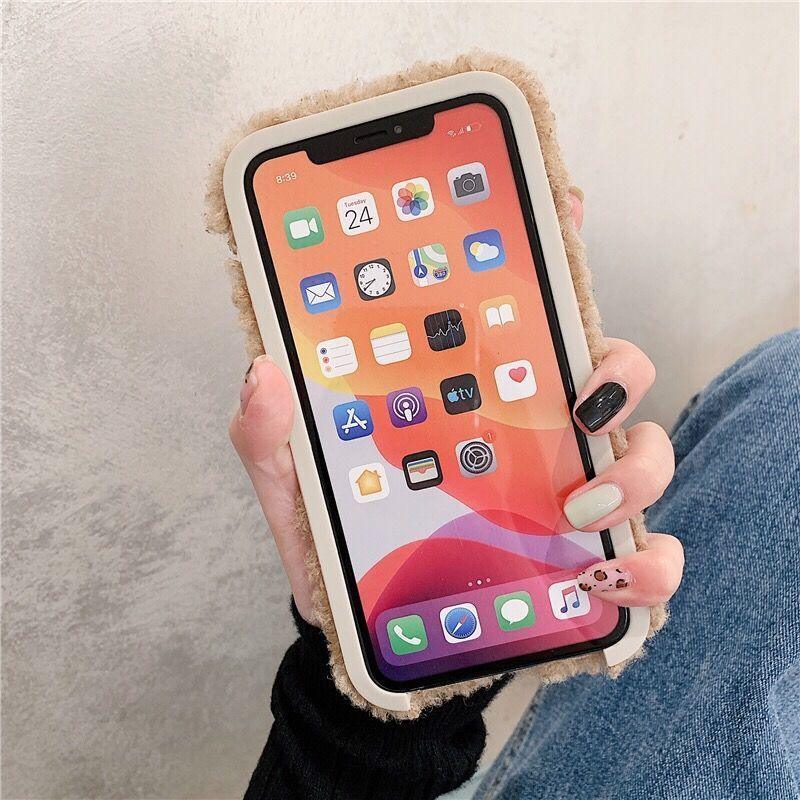 Cute Brown Bear Plush Phone Case For Iphone 14 11 12 13 Pro Max 7 8 X XS Max XR SE2 Autumn And Winter Shockproof Full Case Cover Cute Bear Animal Winter Warm Plush Fabric Phone Case