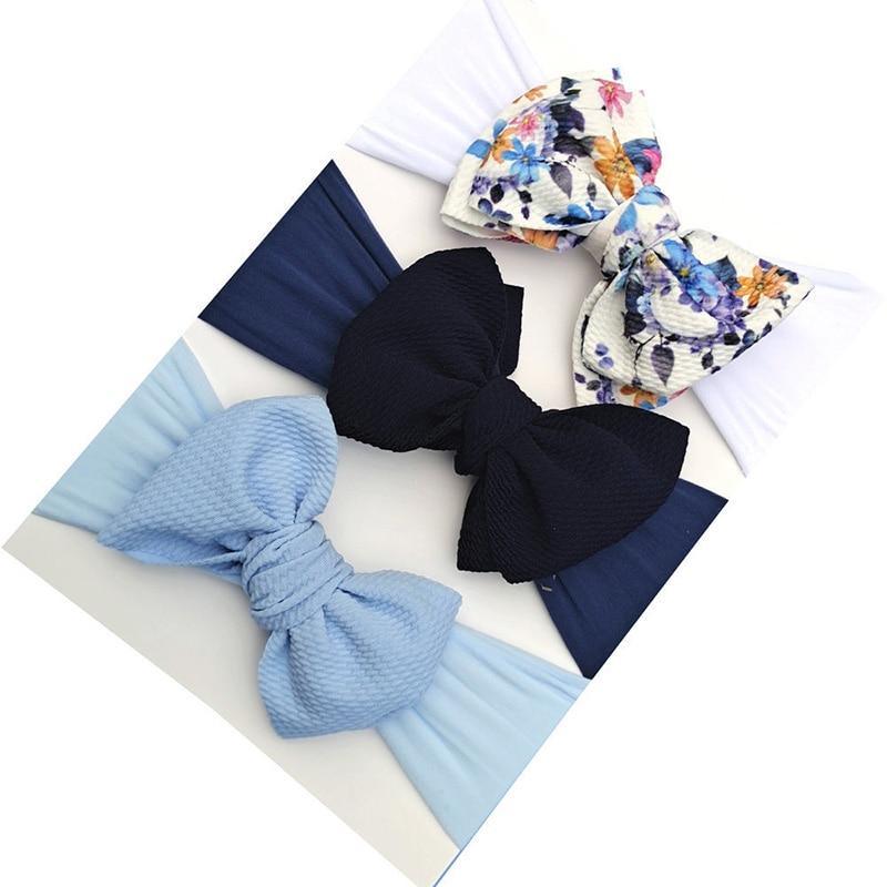 Modern 3PCS Set Floral Bows Baby Headband Dot Bowknot Cotton Hair Band Girls Hair Accessories For Girls