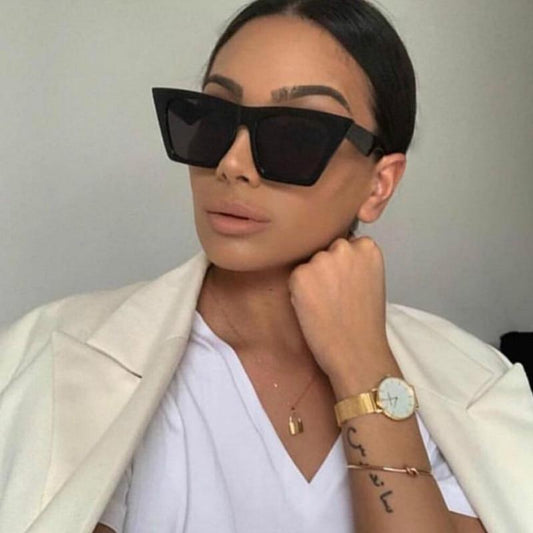 Famous Square Lady Polarized  Cat Eyes Colorful Sunglasses Retro Vintage Trend Oversized sunglasses With UV400 Protection