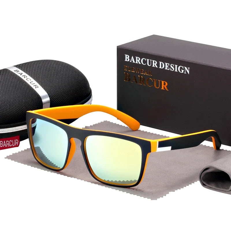 BARCUR Men's Polarized Driving Sunglasses – UV400 Protection Lightweight TR90 Frame Anti-Glare Lens Stylish Oculos de Sol Summer Sunglasses