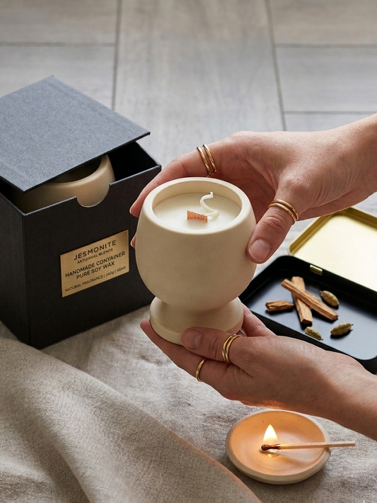 Jesmonite Pedestal Candle
