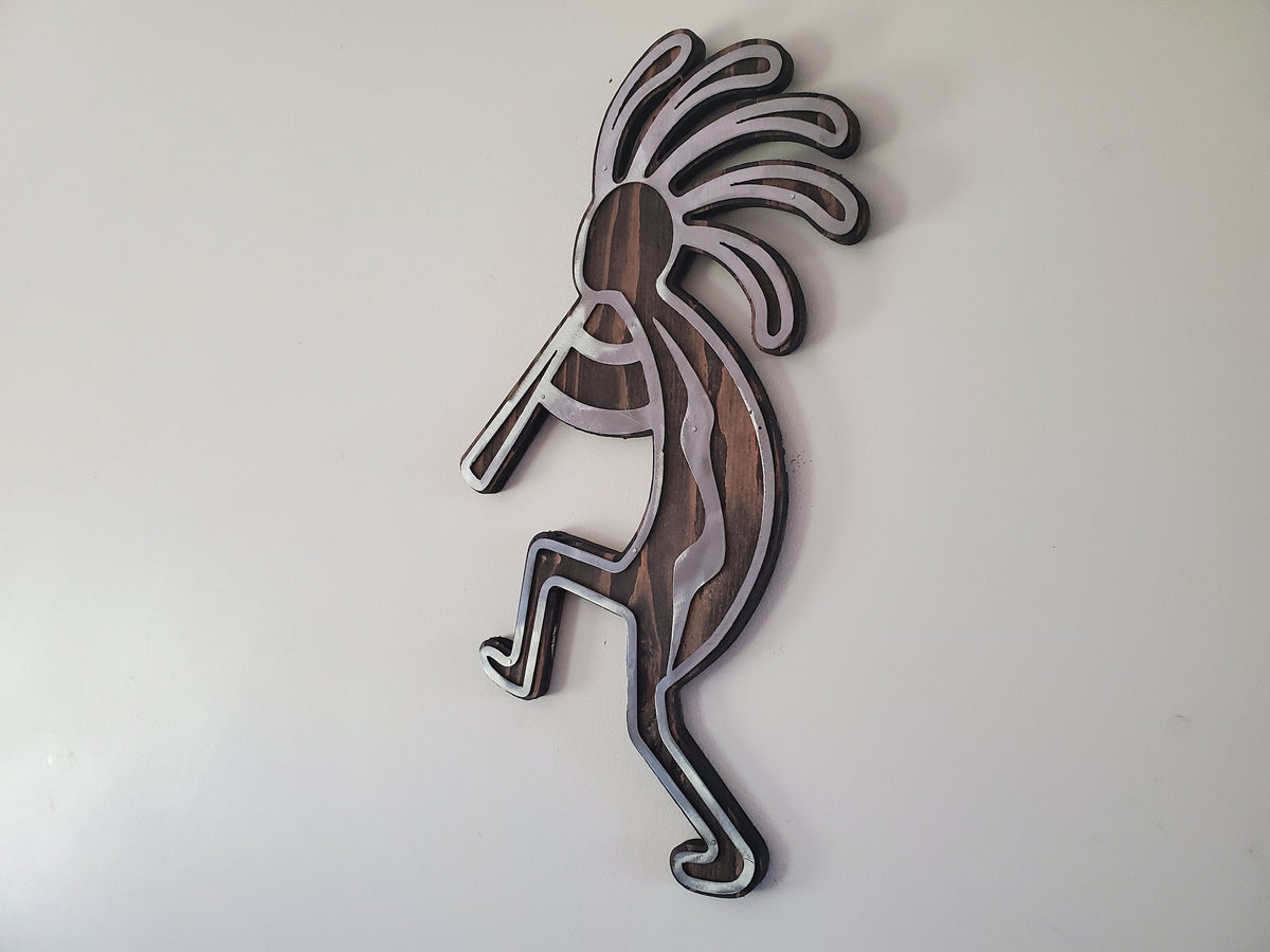 Dancing Kokopelli Wall Art | Rustic Wood and Metal Native American and Southwestern Wall Décor | Office and Home Wall Art| Made in USA