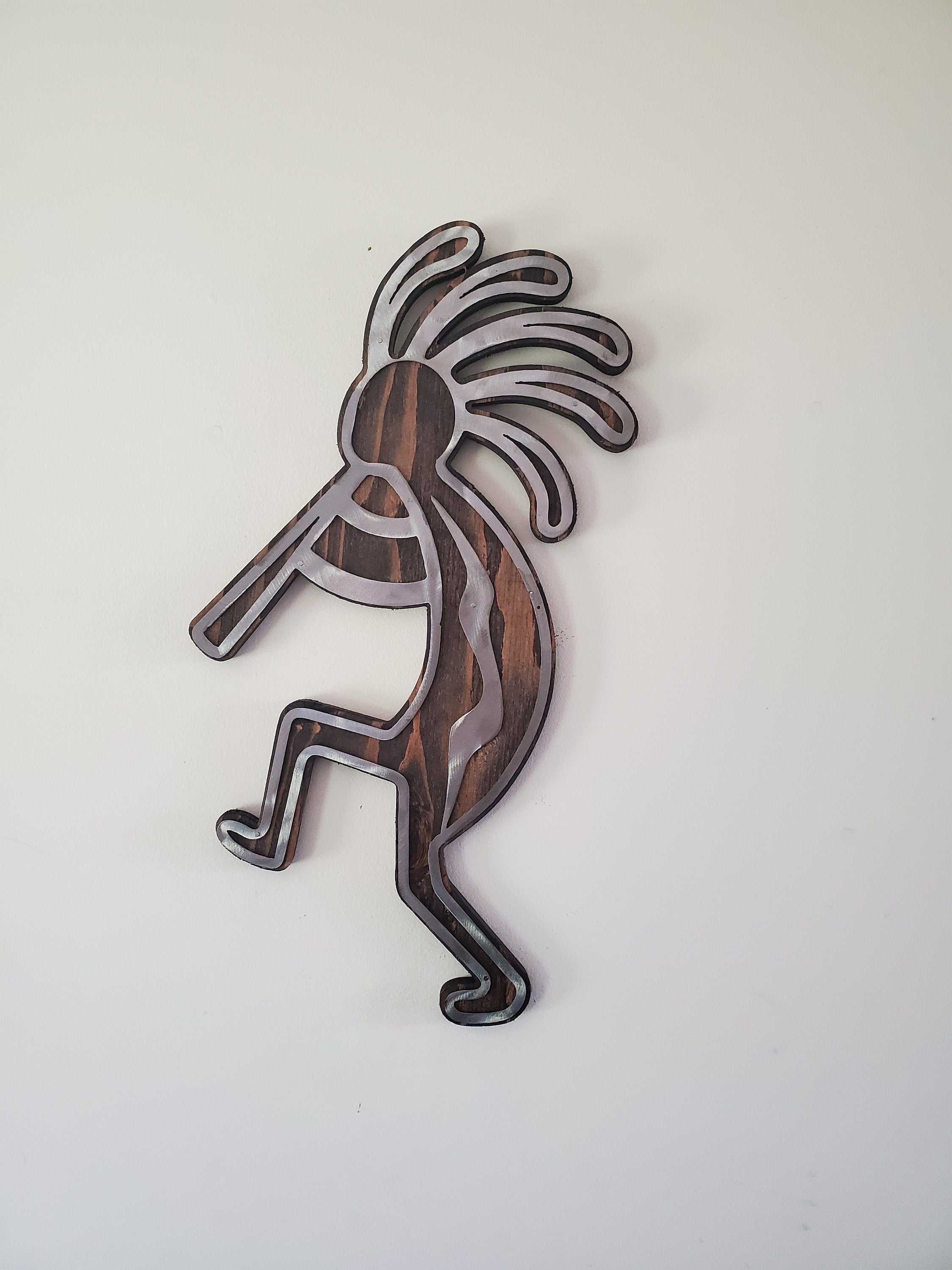 Dancing Kokopelli Wall Art | Rustic Wood and Metal Native American and Southwestern Wall Décor | Office and Home Wall Art| Made in USA