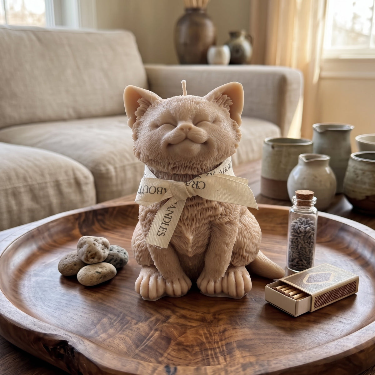 Large Cat Sculpture Candle