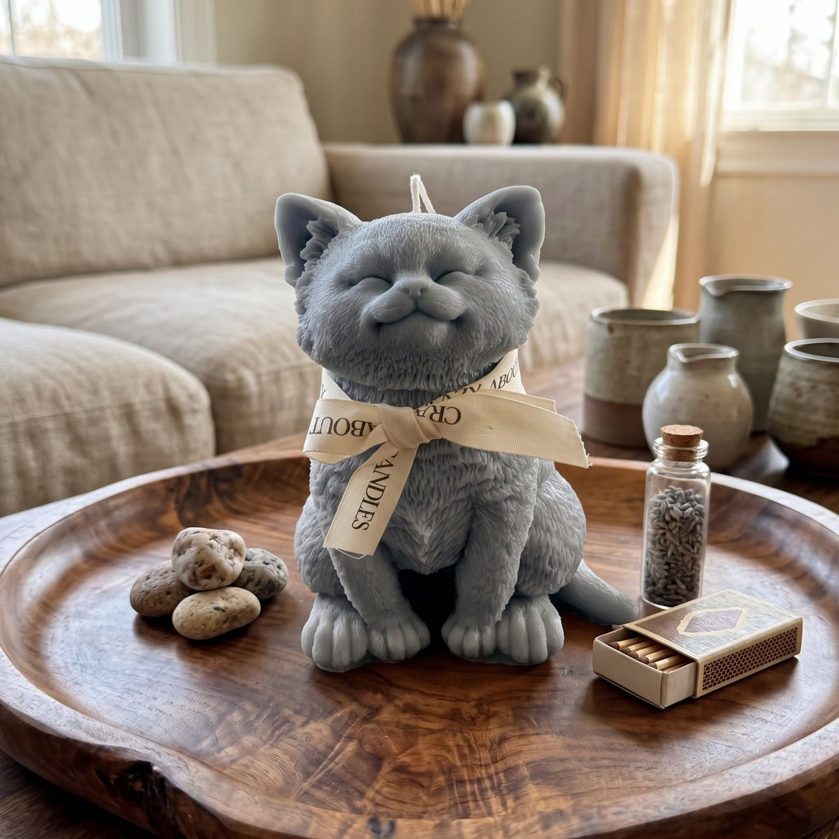 Large Cat Sculpture Candle