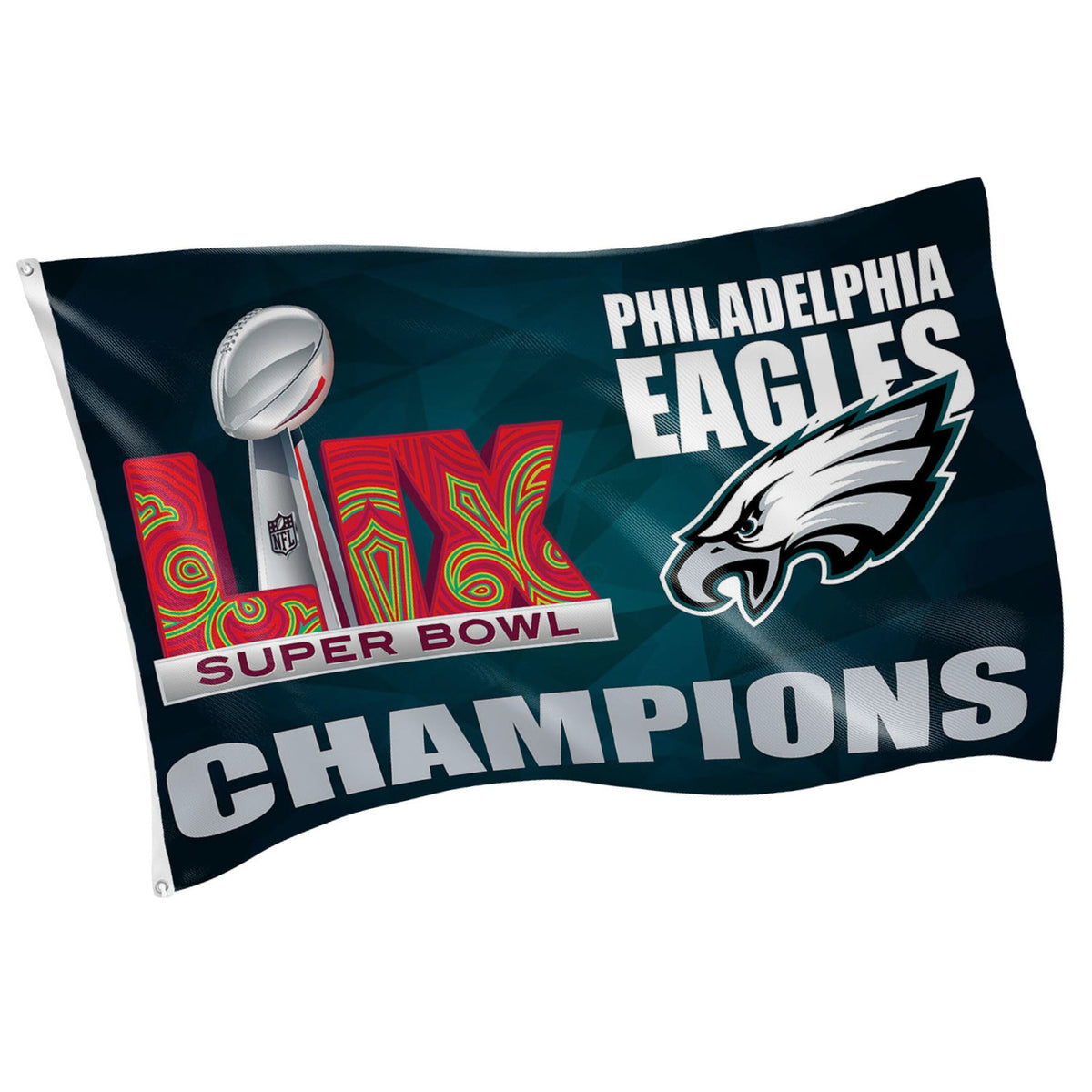 Philadelphia Eagles Super Bowl 59 Champions Single Sided Flag w/ 2 Grommets, 3'x5' Estate Size