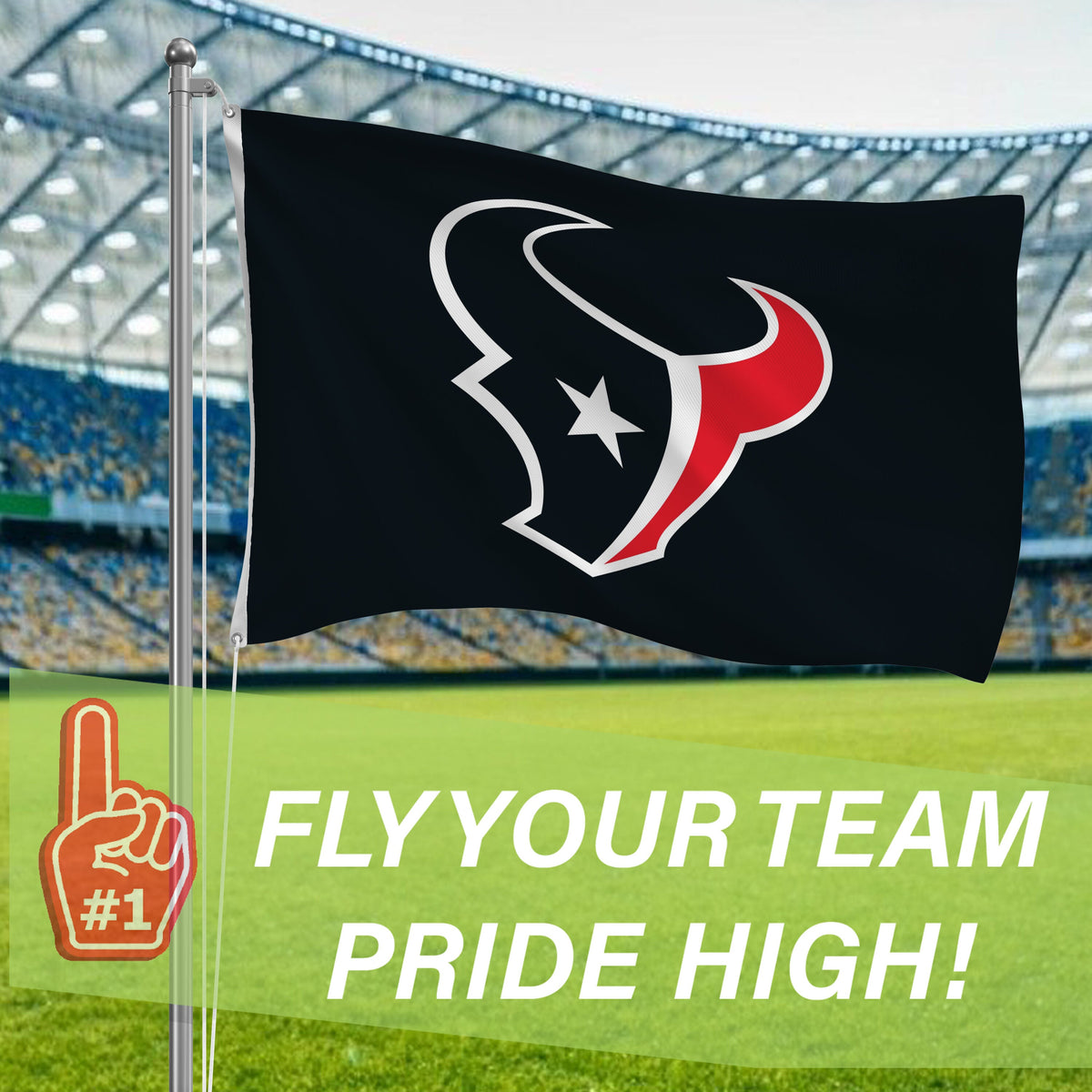 Houston Texans Single Sided Flag w/ 2 Grommets, 3'x5'