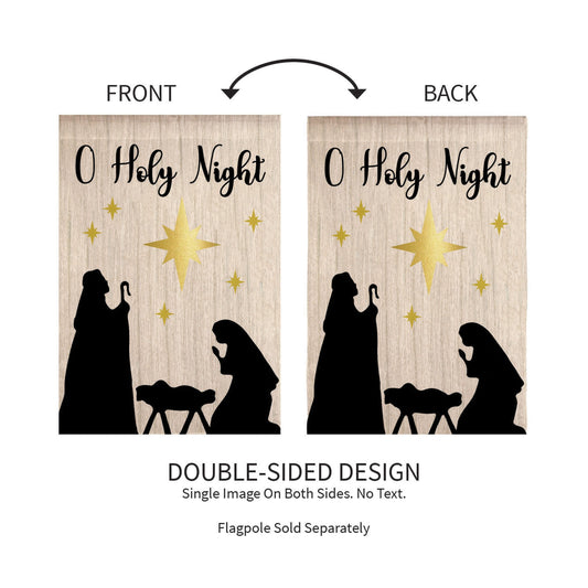 Nativity Silhouette Burlap Garden Flag