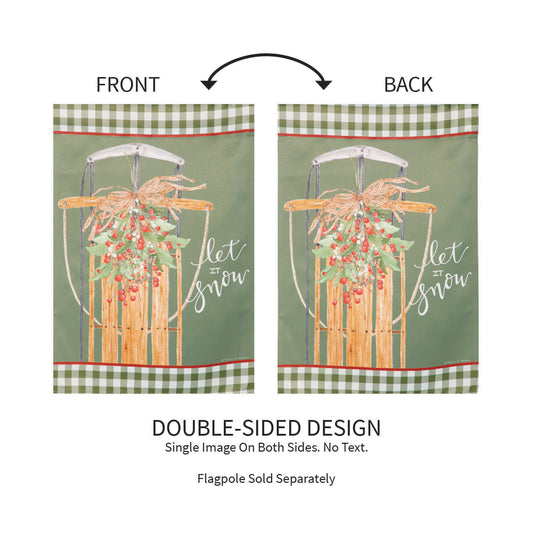 Let It Snow Sleigh Suede Garden Flag
