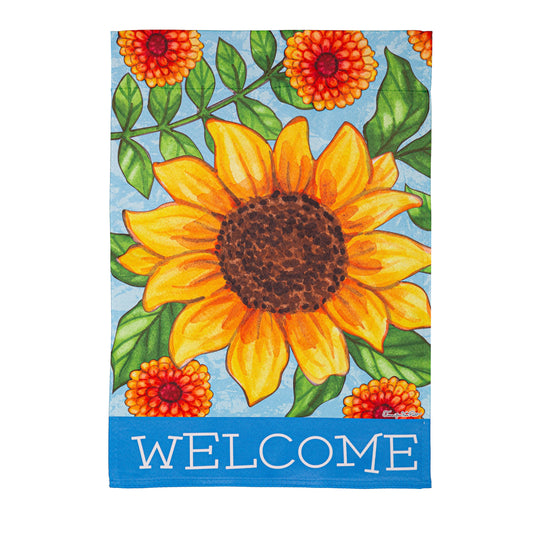 Sunflower Welcome Suede Garden Flag