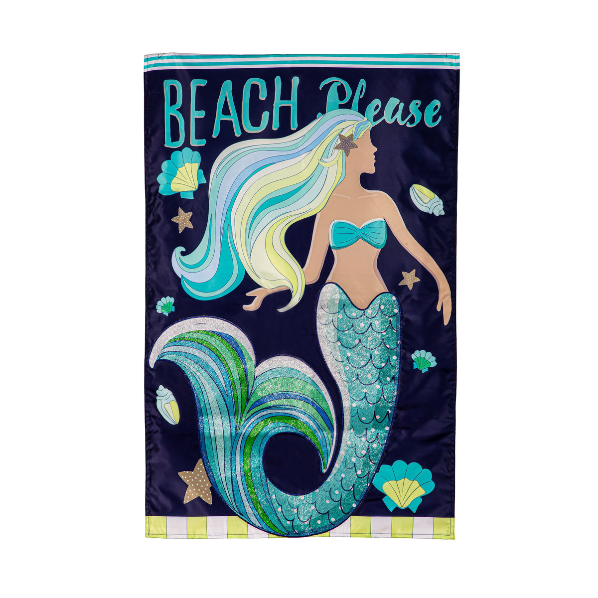Mermaid Beach Applique House Flag