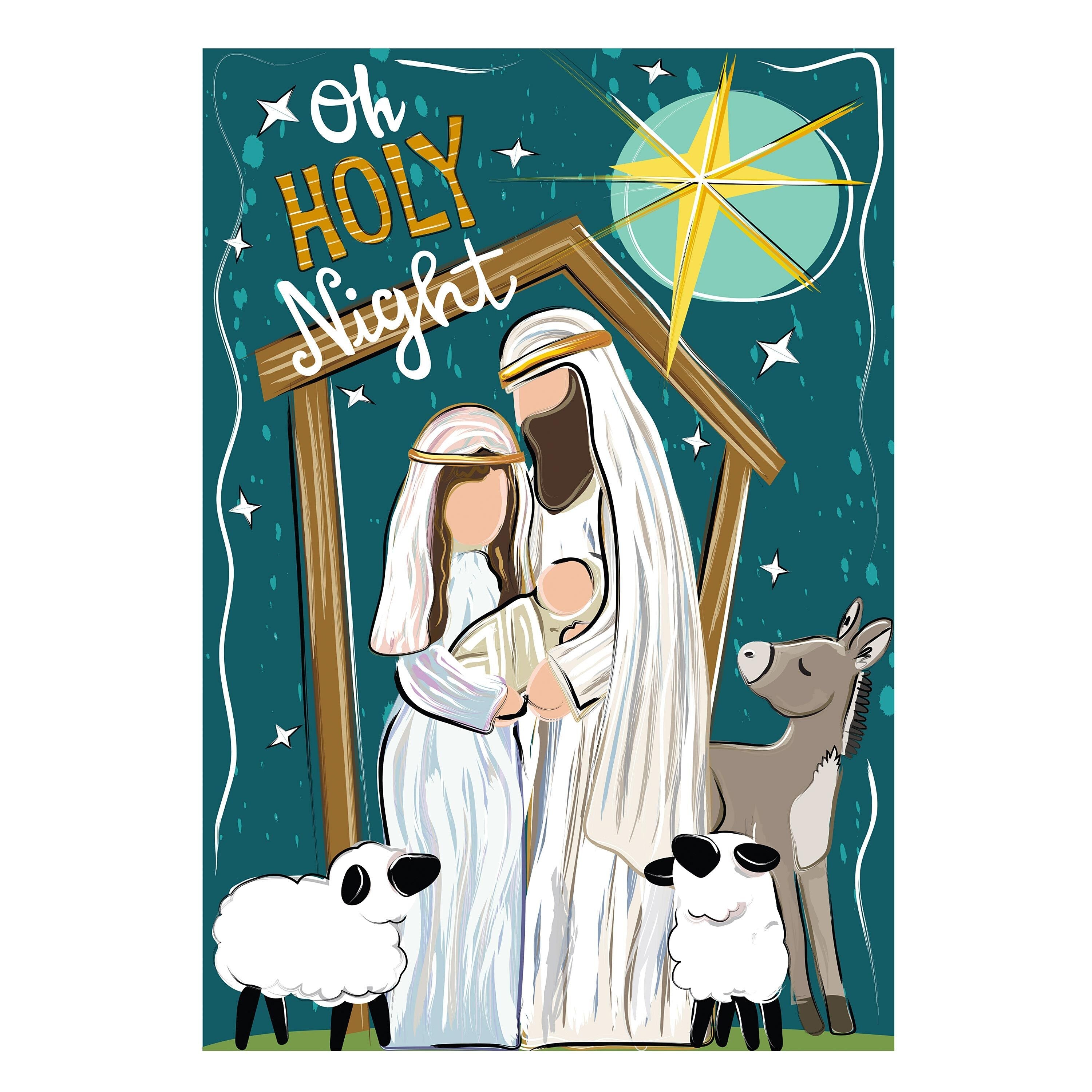 Oh Holy Night Burlap House Flag