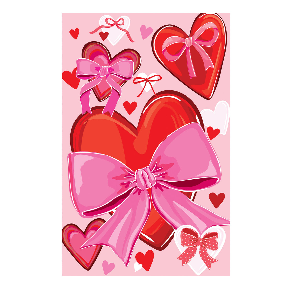 Bows & Hearts Applique House Flag
