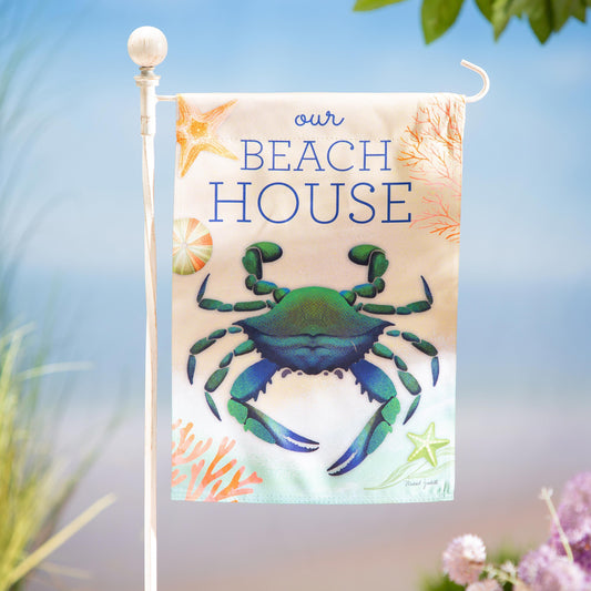 Our Beach House Suede Garden Flag