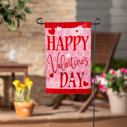 Happy Valentine's Day Hearts Applique Garden Flag