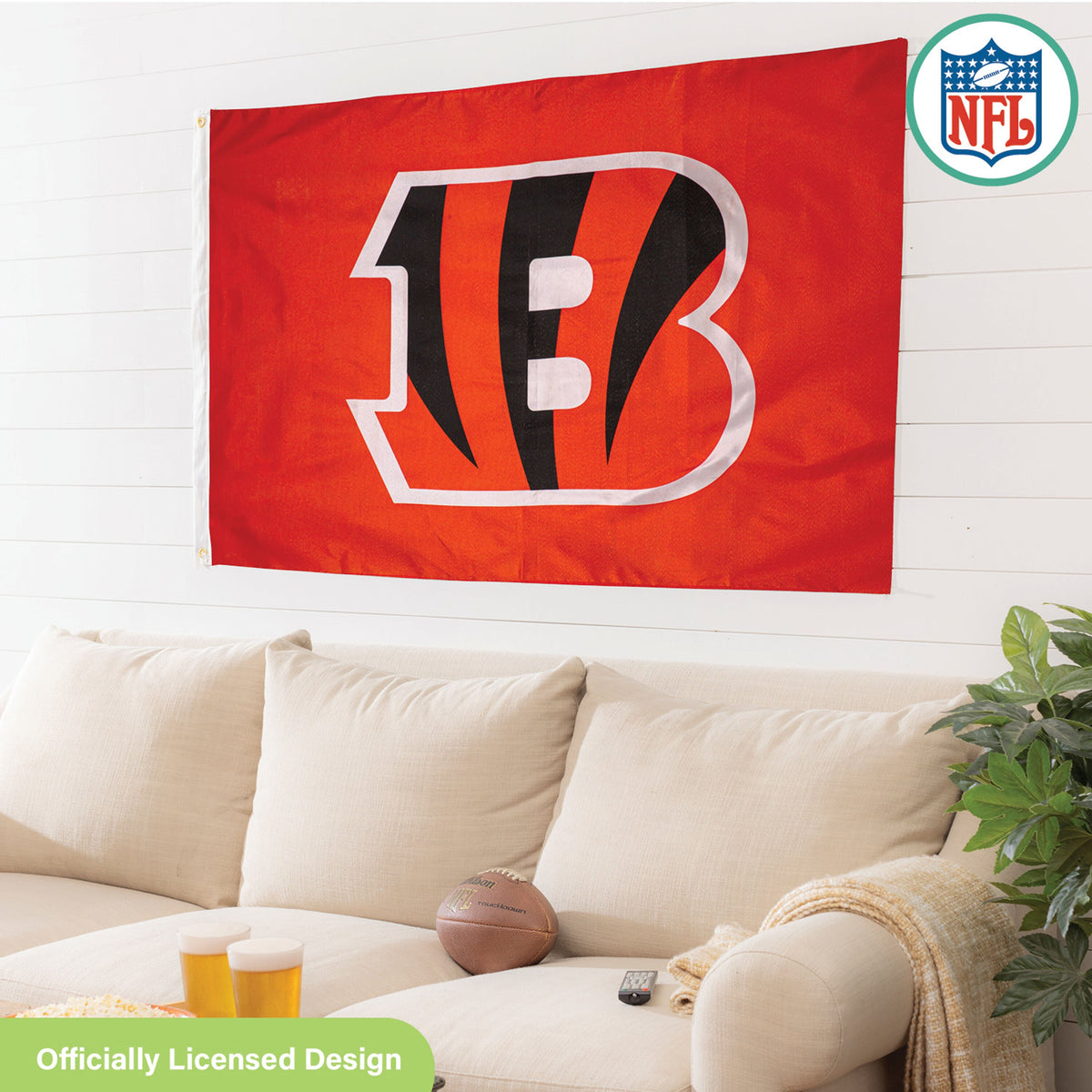 Cincinnati Bengals Single Sided Flag with 2 Grommets, 3'x5'