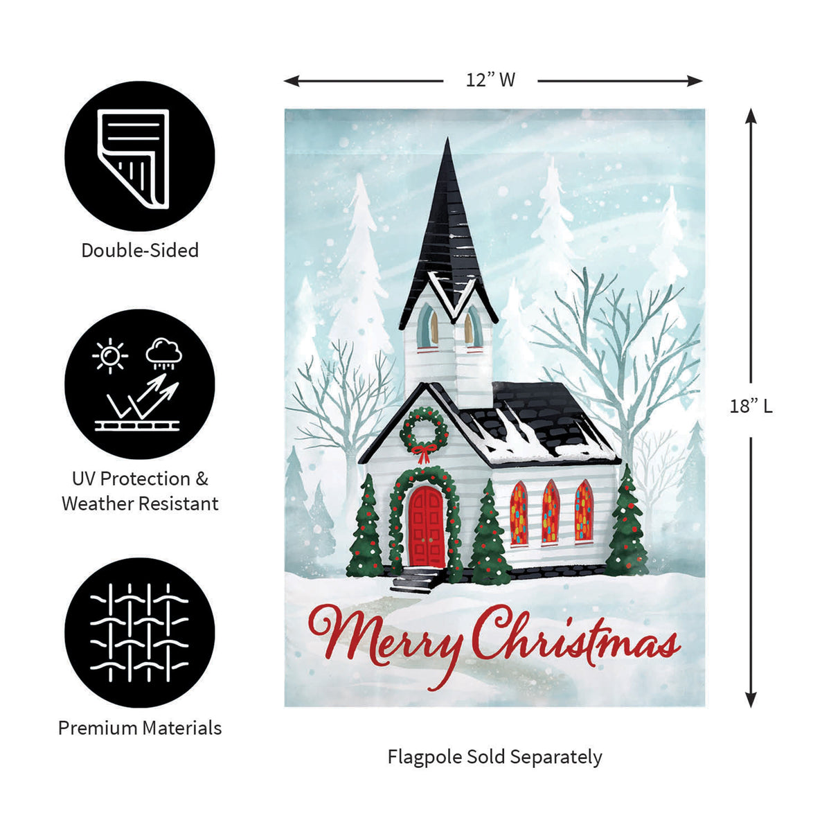 Winter Church Applique Garden Flag