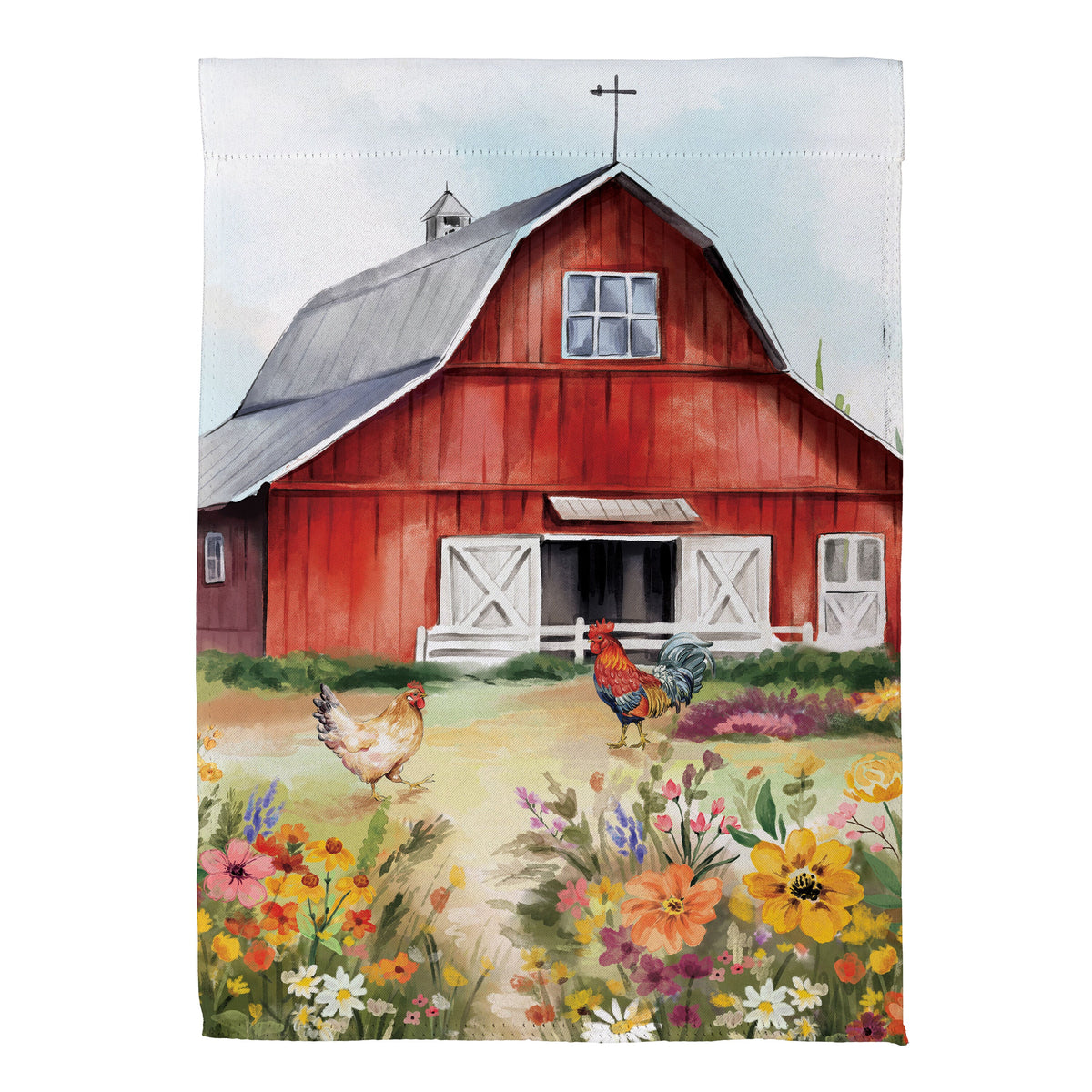 Hillside Pasture Barn Suede Garden Flag