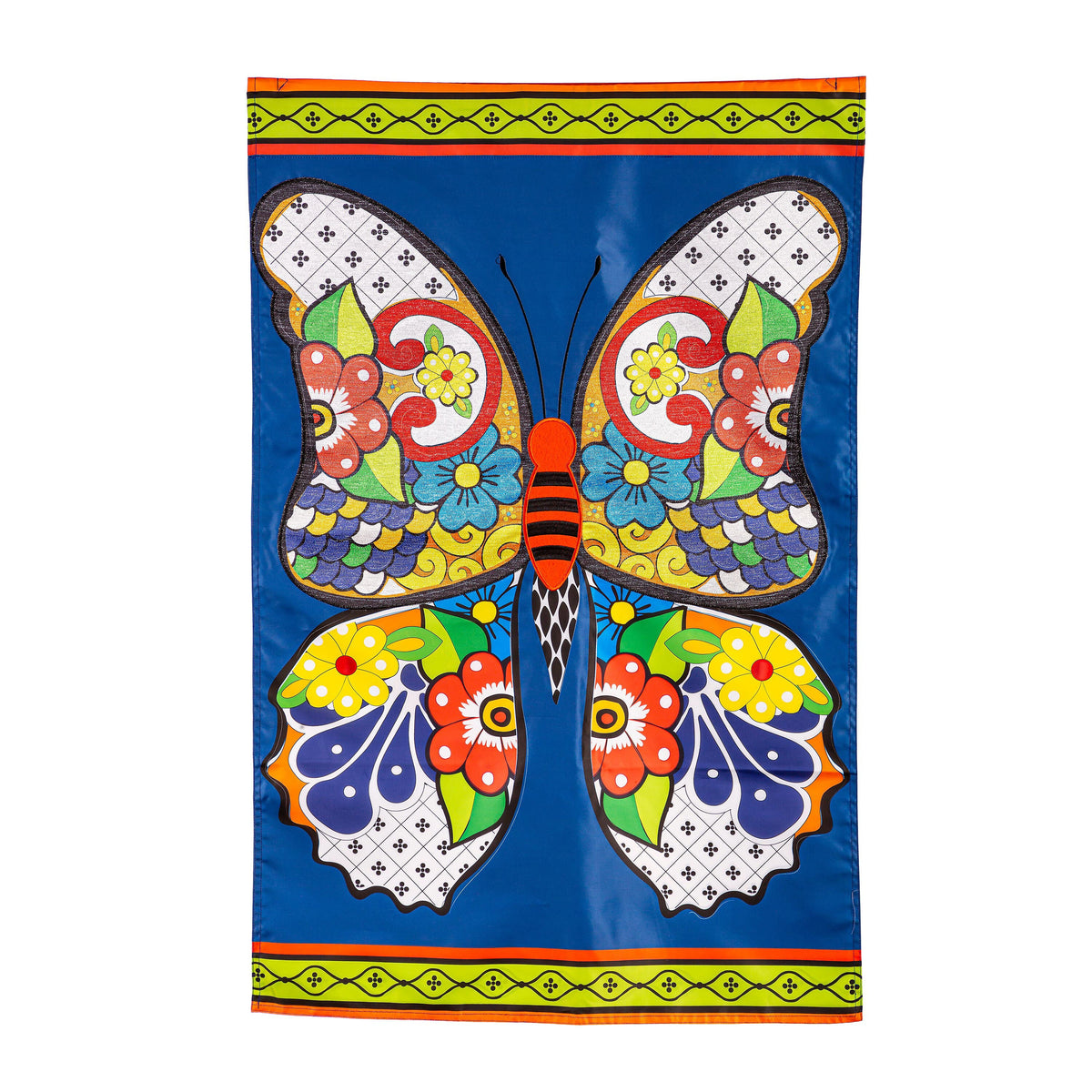 Talavera Butterfly Applique House Flag