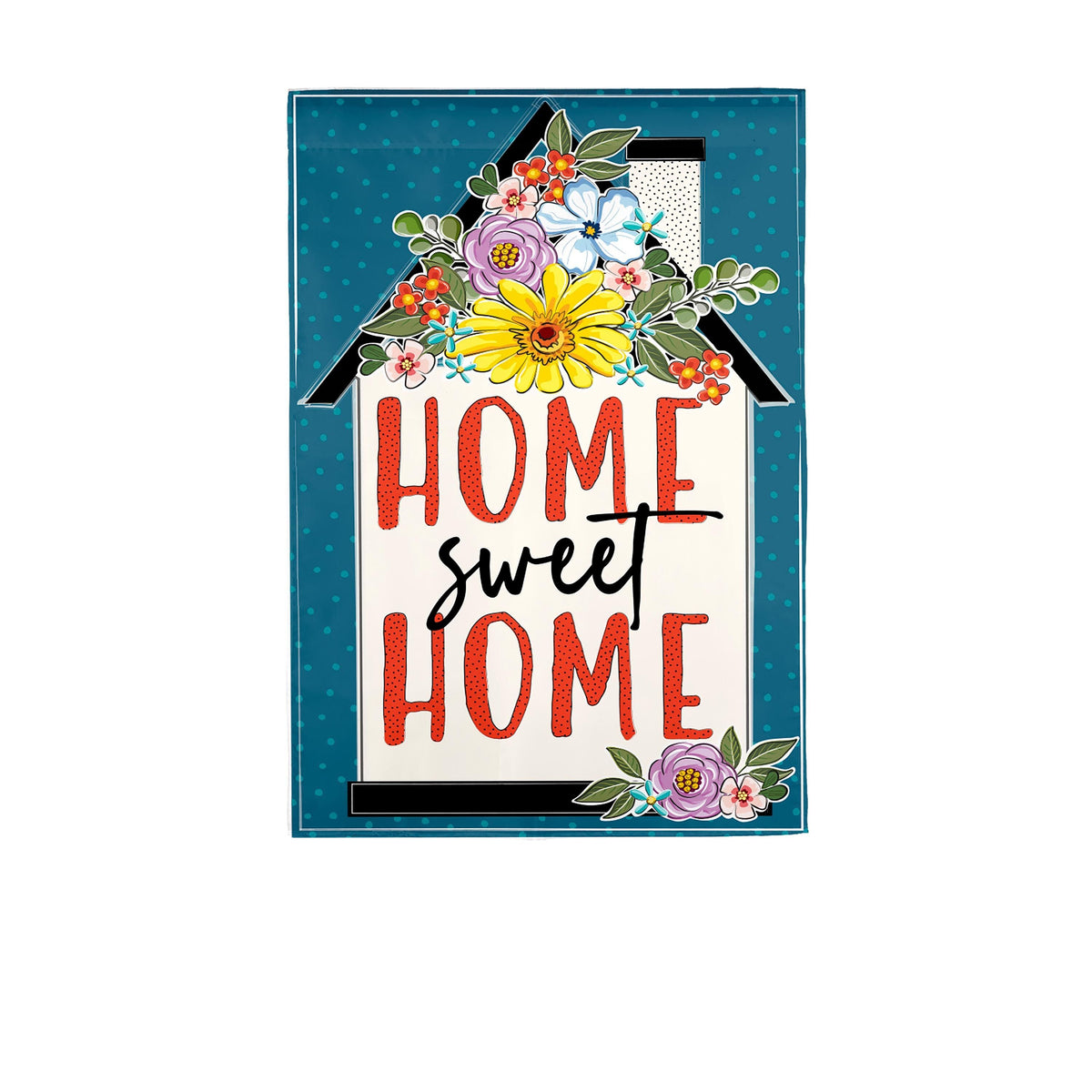 Floral Home Sweet Home Applique House Flag
