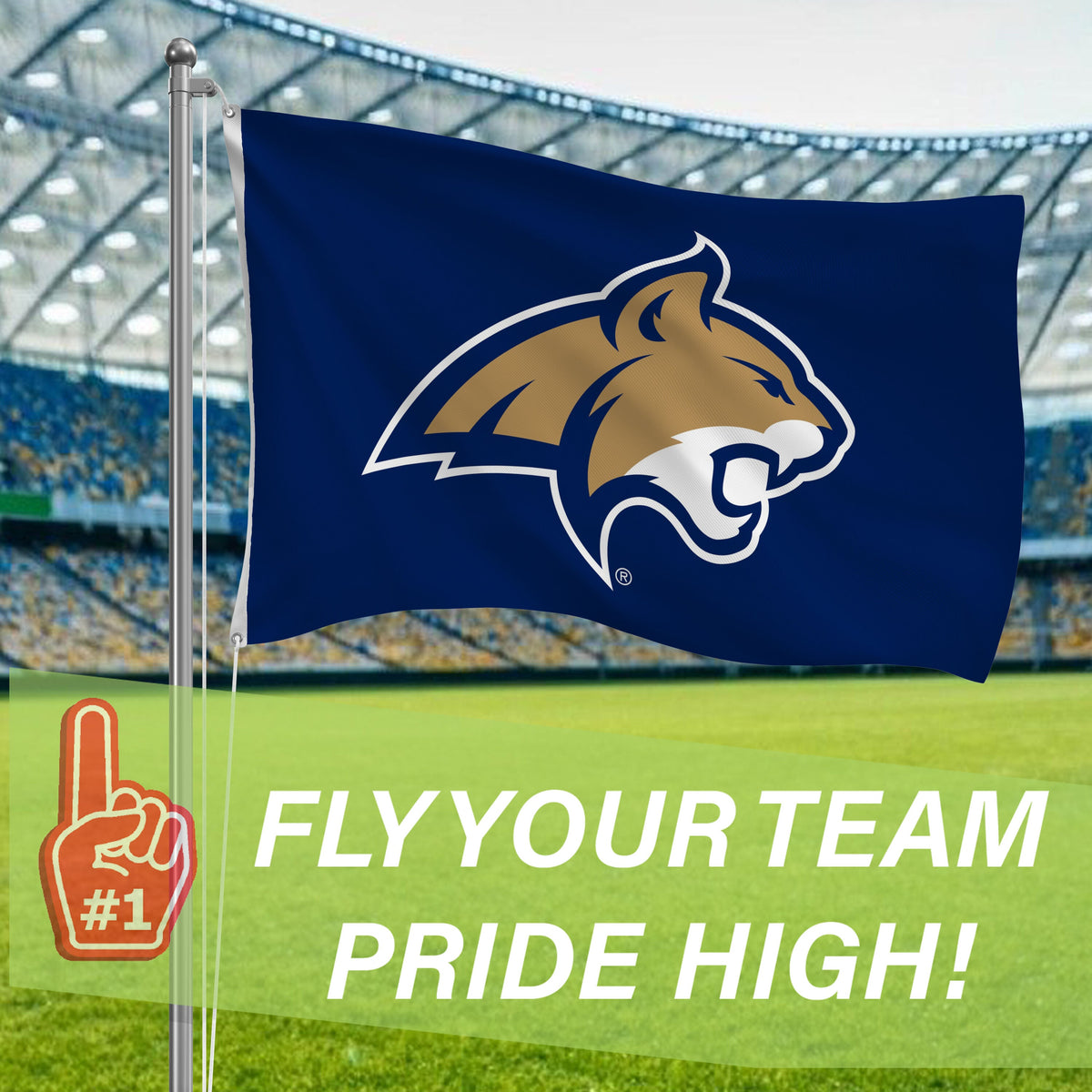 Montana State University Single Sided Flag w/ 2 Grommets, 3'x5'