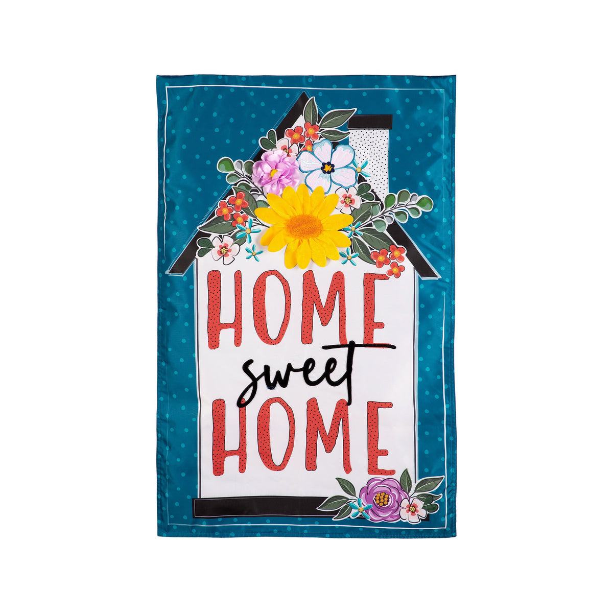 Floral Home Sweet Home Applique House Flag