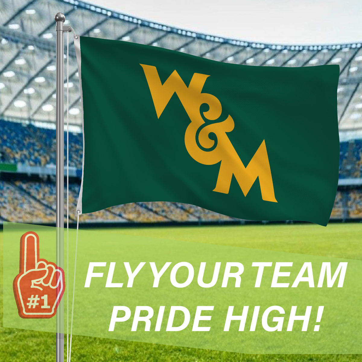William & Mary Single Sided Flag w/ 2 Grommets, 3'x5'