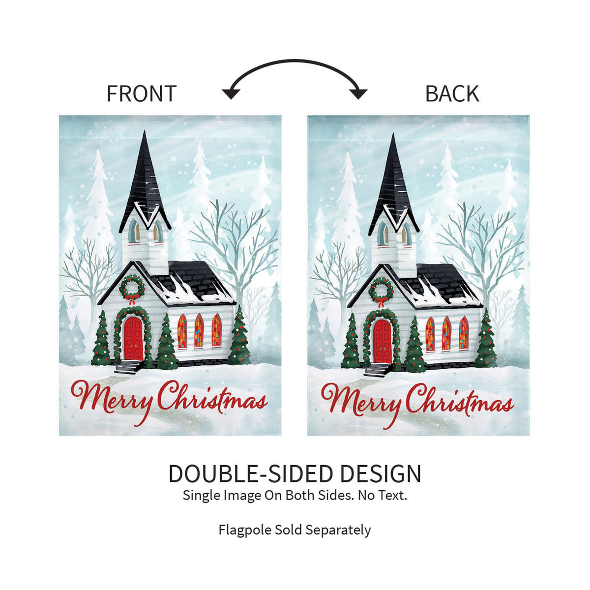 Winter Church Applique Garden Flag