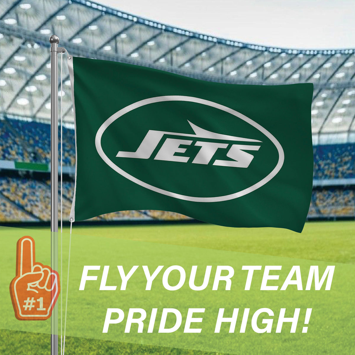 New York Jets Single Sided Flag w/ 2 Grommets, 3'x5'