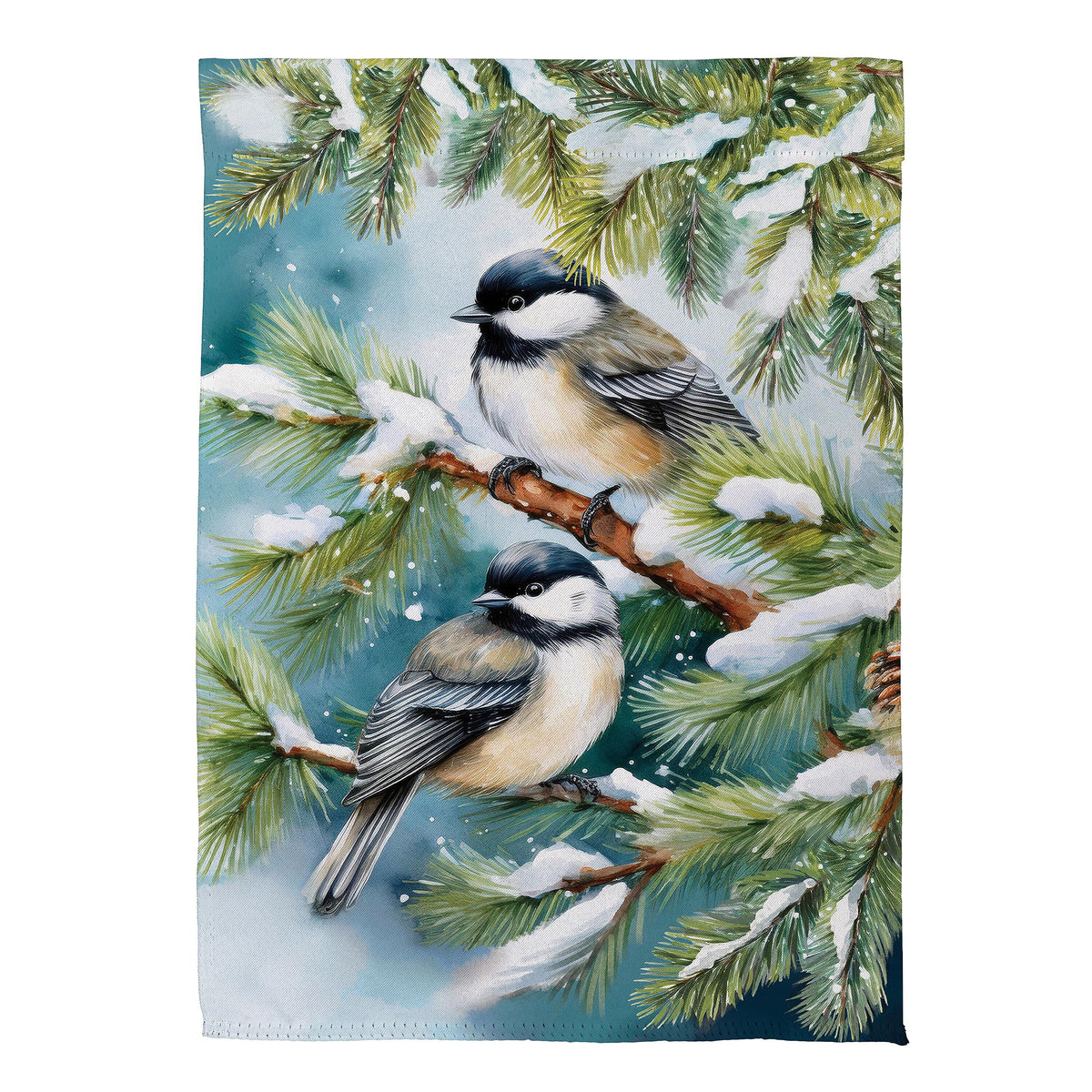Winter Chickadee Friends Suede House Flag