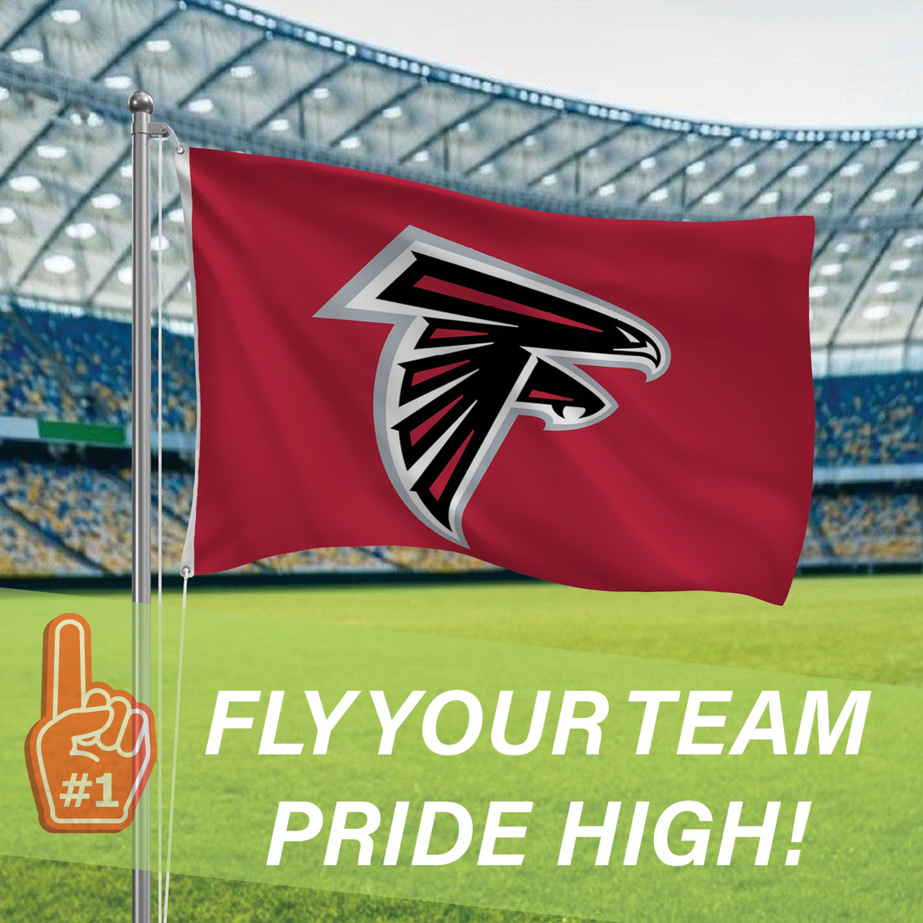 Atlanta Falcons Single Sided Flag w/ 2 Grommets, 3'x5'