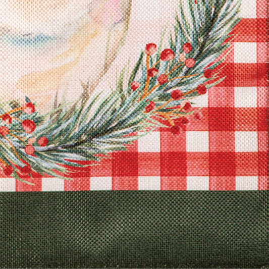 Merry Christmas Pig Burlap Garden Flag
