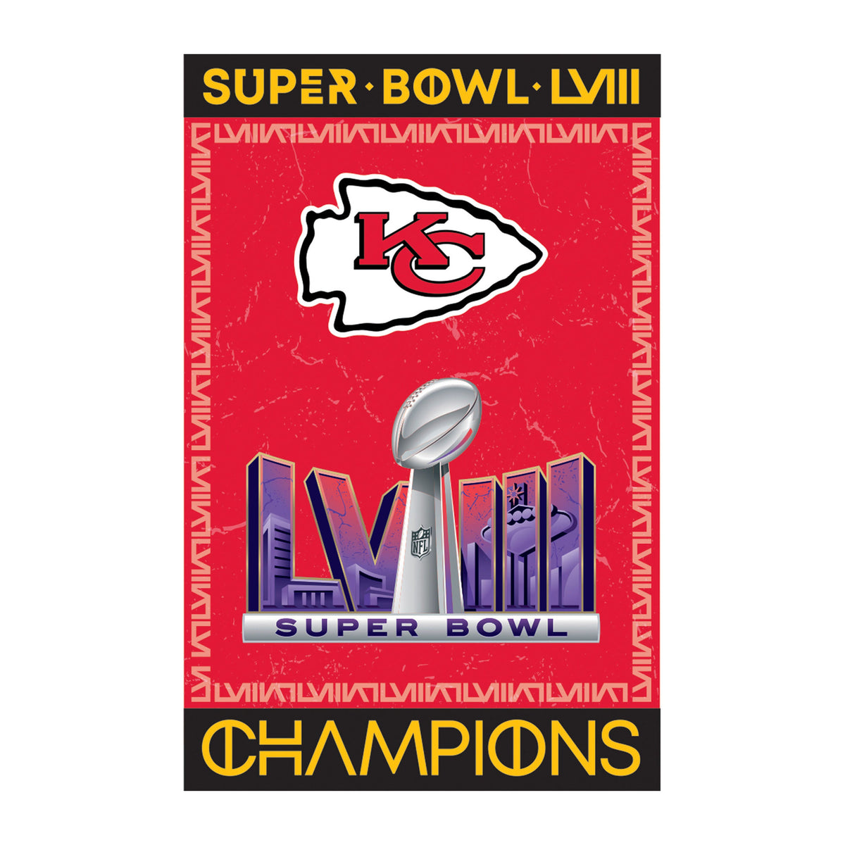 Kansas City Chiefs SB58 Champions Embossed Suede Flag