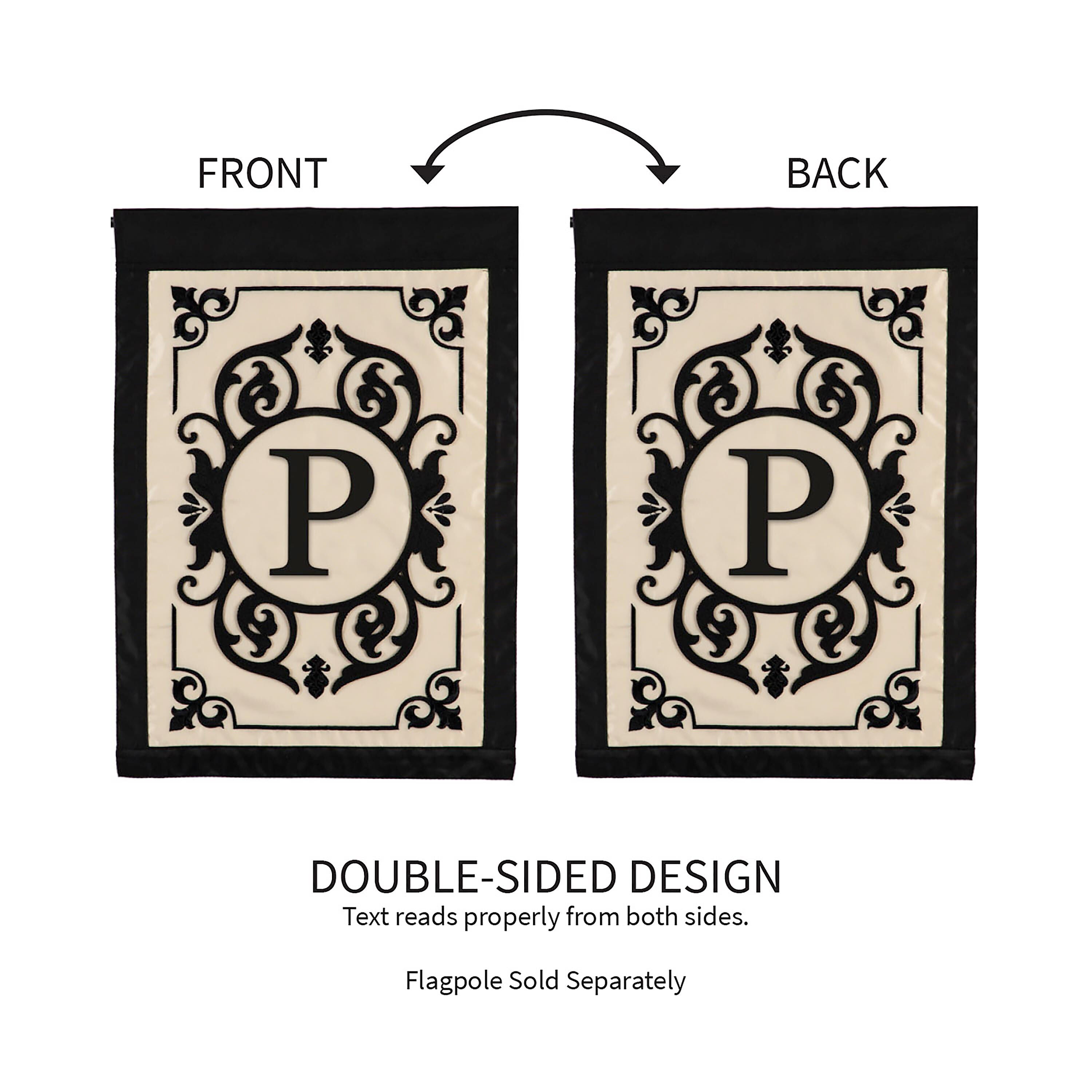 Cambridge Monogram Garden Applique Flag, Letter P