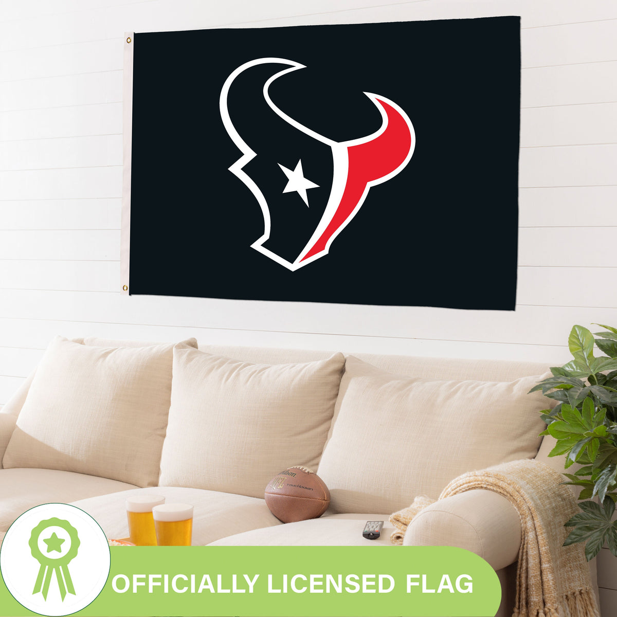 Houston Texans Single Sided Flag w/ 2 Grommets, 3'x5'