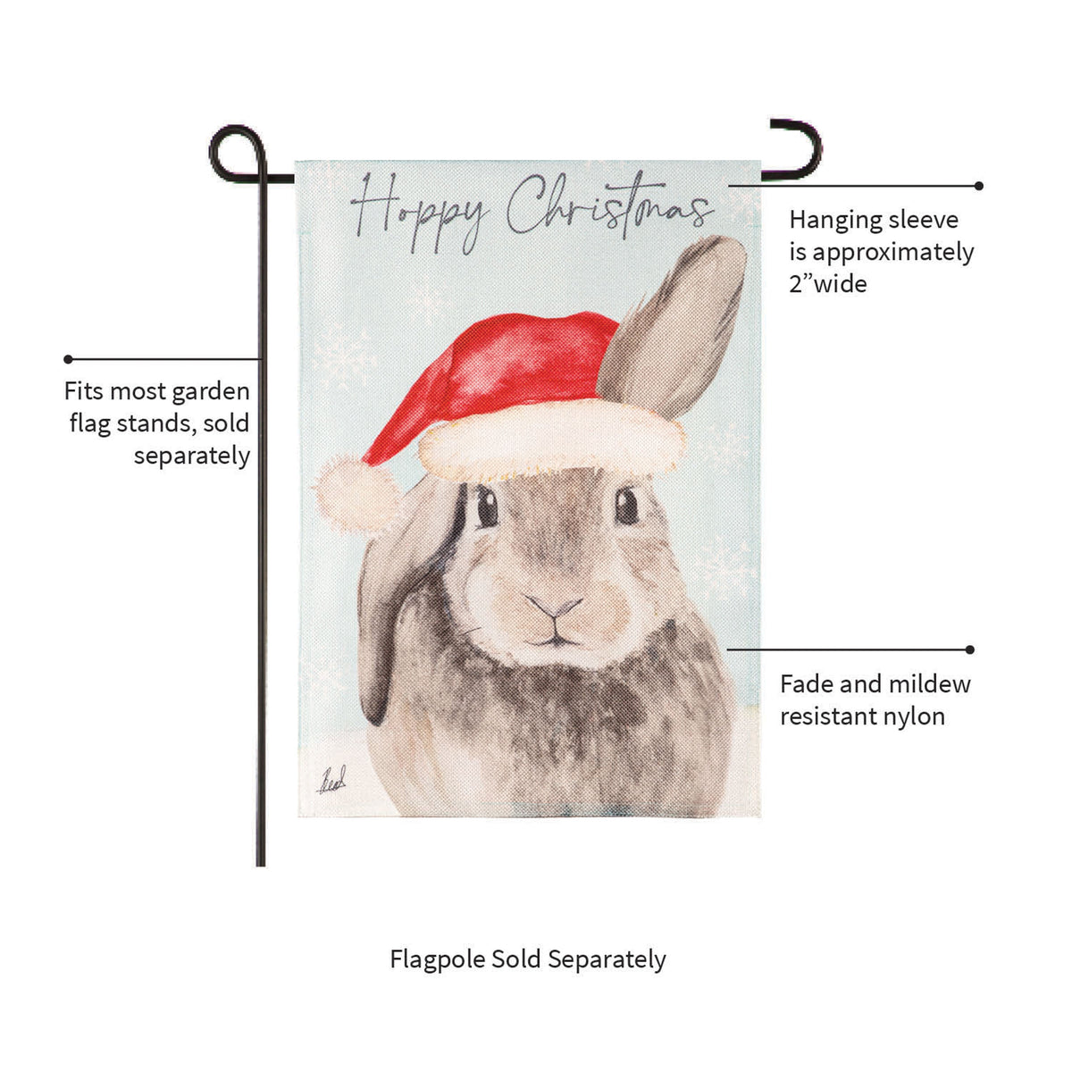Merry Christmas Bunny Burlap Garden Flag