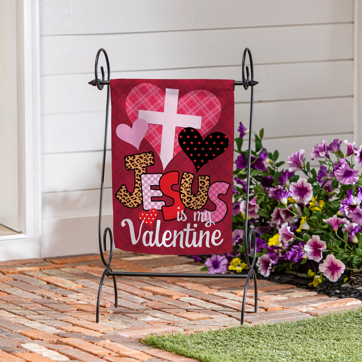 Jesus Is My Valentine Suede Garden Flag
