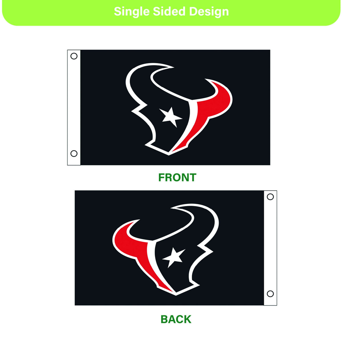 Houston Texans Single Sided Flag w/ 2 Grommets, 3'x5'