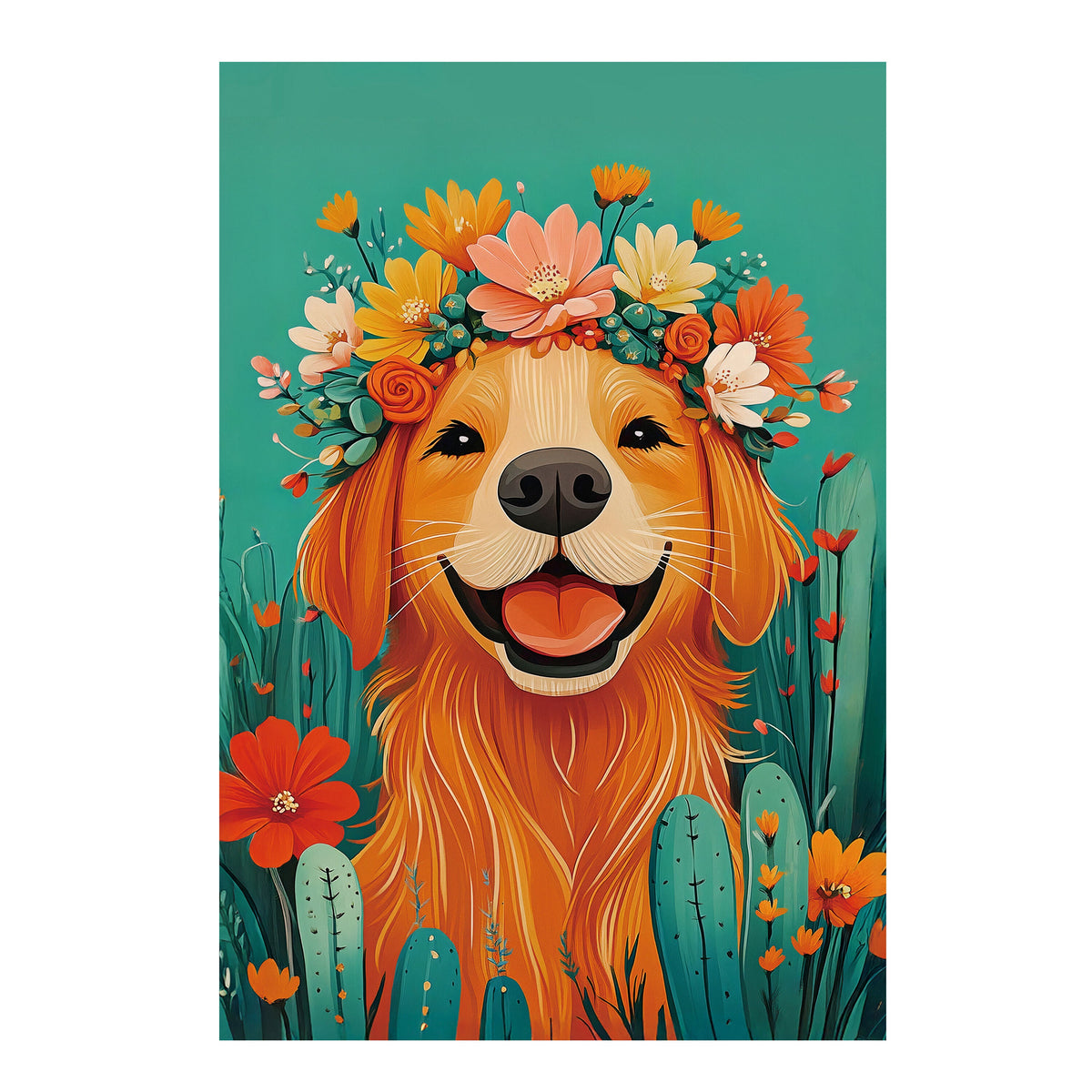 Floral Dog Applique Garden Flag