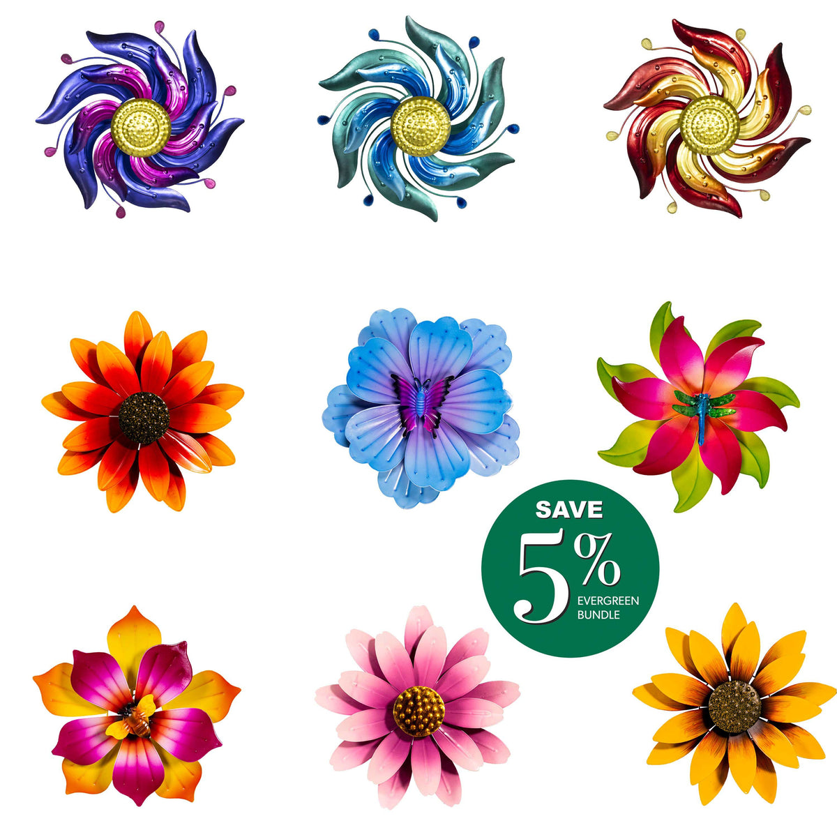 Metal Radiant Petals DragonFly Wall Spinner 13"D