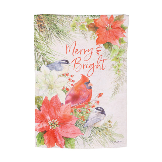 Merry and Bright Cardinal Suede Garden Flag