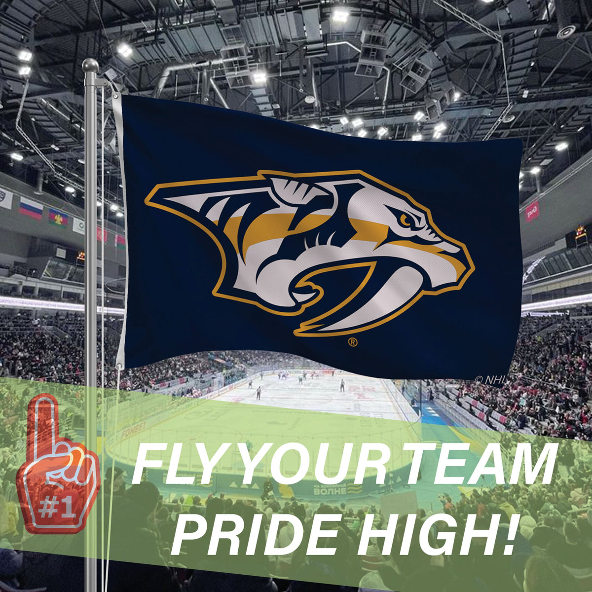 3'x5' Single Sided Flag w/ 2 Grommets, Nashville Predators