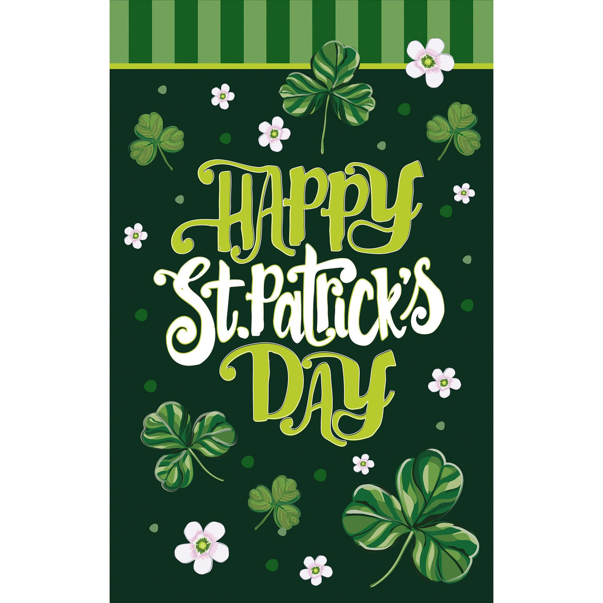 Happy St.Patrick's Day Shamrocks Applique Garden Flag