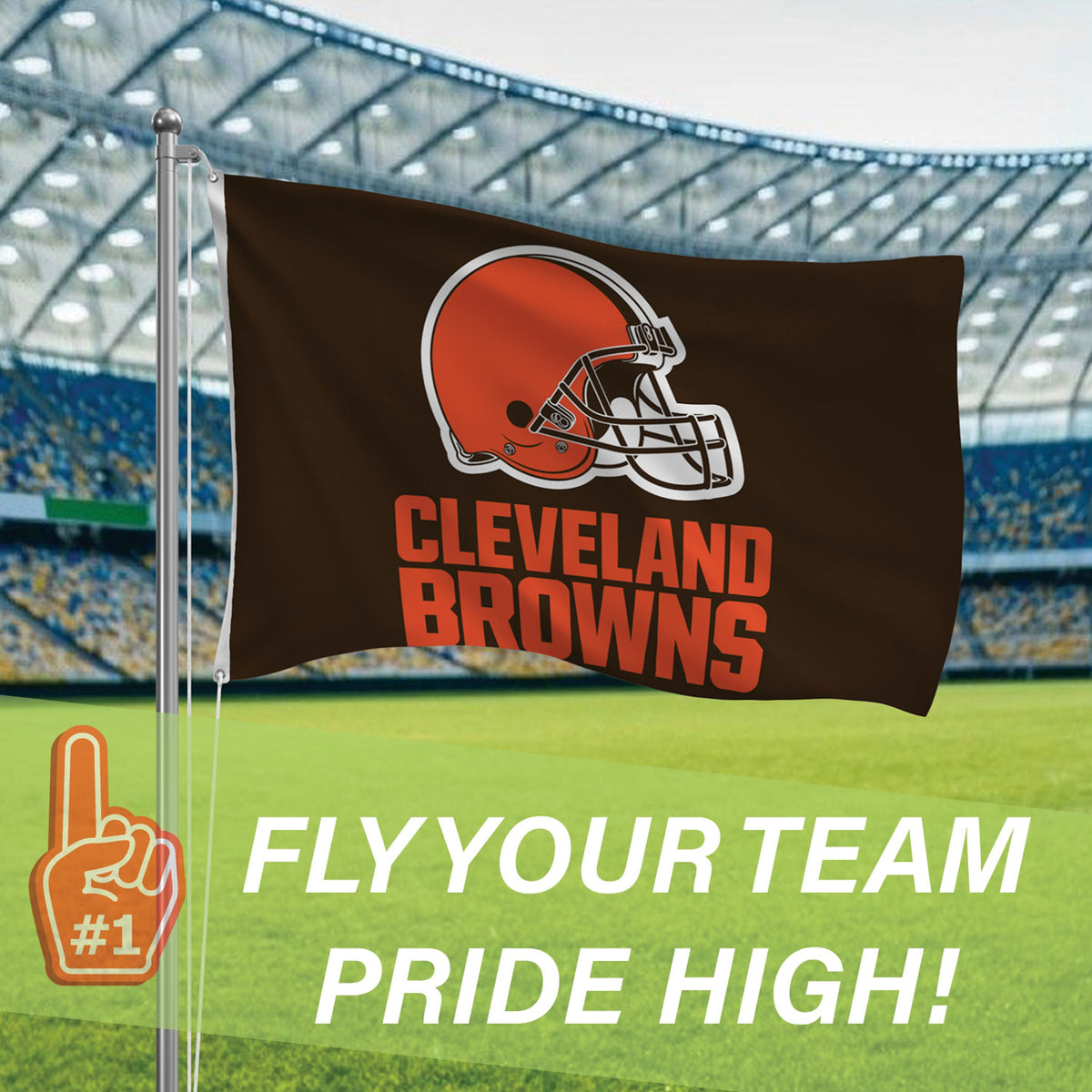 Cleveland Browns Single Sided Flag w/ 2 Grommets, 3'x5'